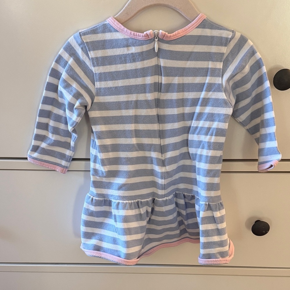 Florence Eiseman Blue and White Striped Baby Top with Sunflower Accent - Picture 3 of 4